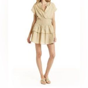 Secret Mission short sleeve striped smocked waist tiered Lina shirtdress